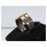 2 Sterling gem inlay connect rings, Southwest