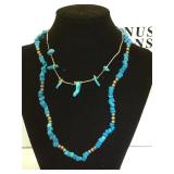 2 Sterling & Turquoise nugget necklaces