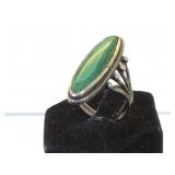 Sterling & Malachite Native American style ring,