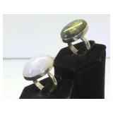 2- Sterling adjustable rings, 1- Labradorite, 1-