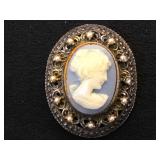 Sterling cameo brooch/ pendant