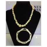 Beaded Ivory necklace & bangle bracelet