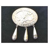 Sterling  Southwest. Brooch, hallmarked, 23.2g