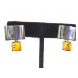 Sterling & Amber colored earrings w/ original tag