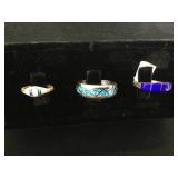 3- Sterling, Turquoise & Lapis Southwest style