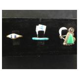 3- Sterling Turquoise, & Malachite Southwest