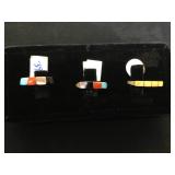 3- Sterling , turquoise,coral & onyx Southwest