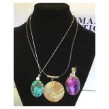 2- Sterling & Stone necklaces & a sterling &
