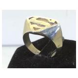 Sterling  "S" Superman  ring, size 8.5