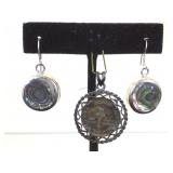 Pair of Sterling & Abolone earrings & a Sterling