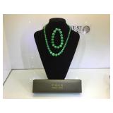 Spinach Jade Necklace & bracelet set w/ box