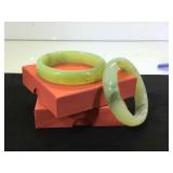 2- Jade Bangle Bracelets, w/ boxes