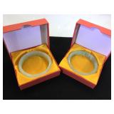 2- Jade Bangle Bracelets, w/ boxes