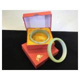 2- Jade Bangle  Bracelets, w/ boxes