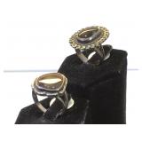 2- Sterling Southwest style rings, agate