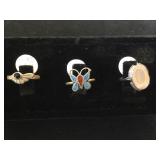 3- Sterling ,Mop,Turquoise & onyx Southwest style