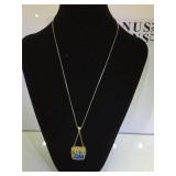 Vintage Sterling & Enamel locket necklace