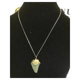 Sterling chain necklace w/ fossilized shark tooth