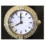 Ladies Bulova watch w/ Swarovski Crystal bevel &