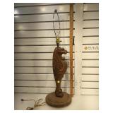 Solid oak lion lamp, made from 1900 sideboard