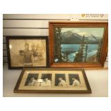 3 Vintage pictures , 2 with photos, one in an