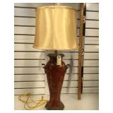 Asian style hand pairs nted lampwith brass