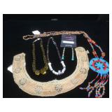 Group estate jewelry , necklaces and an earring