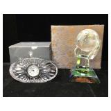 Crystal Waterford desk clock & spinning crystal