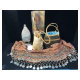 Leather purse tassel NIB, coin scarf NWT, 2 small