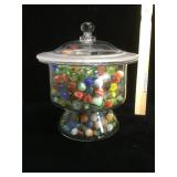 Vintage Candy Store jar with lid, filled with