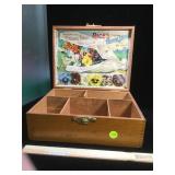 Antique oak seed Box, Rices Popular Flower Seeds