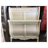 Antique sleigh bed, size single, some chips &