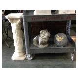 Plaster pedestal, some chips found, bulldog &