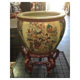 Asian koi pot w/ stand