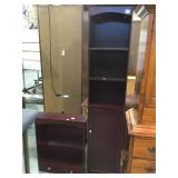 Tall 3-shelf storage & small cabinet