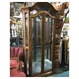 Lighted wood & beveled glass hutch