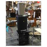 Pair of trash cans and and 3 drawer organizer