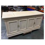 Large motor-driven tv stand lift with tv inside -