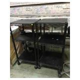 Pair of small black metal NSF rolling racks