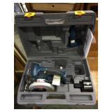 Cordless Ryobi circular saw with battery and