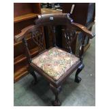Antique claw foot corner chair