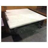 Metal based faux stone top large coffee table
