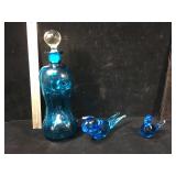 Art glass decanter with ground pontil and 2 art