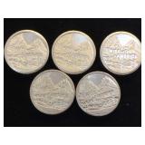 5- 1 oz. Swiss of America Silver Rounds, 5 x $
