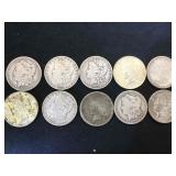 10- MORGAN & PEACE SILVER DOLLARS, 10 x $