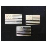 3- piece set of Sterling Flags of the American