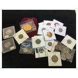 Coinage, quarters, buffalo nickels, oreign coins