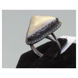 Sterling & MOP Southwest style ring, 7