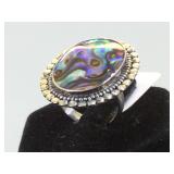 Sterling & Abolone Southwest style ring, size 5