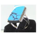 Sterling & Turquoise Southwest style ring, size 9